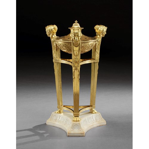 A GEORGE III ORMOLU AND WHITE MARBLE ATHENIENNE